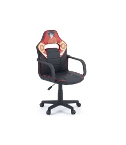 Sillon giratorio Xtr Junior Taku regulable en altura en símil piel negro/rojo, 98-108 cm(alto)60 cm(ancho)60 cm(largo)