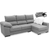 Sofa Chaiselongue a la derecha Torremolinos tapizado gris, 262cm(ancho) 150cm(fondo) 105cm(altura).