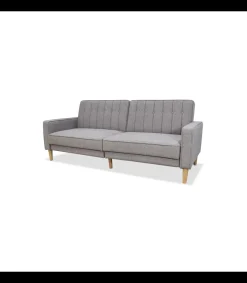 Sofá cama clic clac modelo Neo Nordic tapizado gris claro, 220cm(ancho) 90cm(altura) 98cm(fondo).
