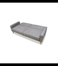 Sofá cama clic clac modelo Neo Nordic tapizado gris claro, 220cm(ancho) 90cm(altura) 98cm(fondo).