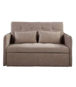 Sofá cama Curvo acabado marrón jaspeado. 92cm (alto) 131cm(ancho) 94cm(fondo)