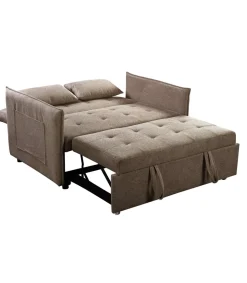 Sofá cama Curvo acabado marrón jaspeado. 92cm (alto) 131cm(ancho) 94cm(fondo)