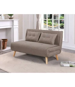 Sofá cama Ensueño en tela marrón jaspeado. 130cm(ancho) 78cm(fondo) 82cm (alto)