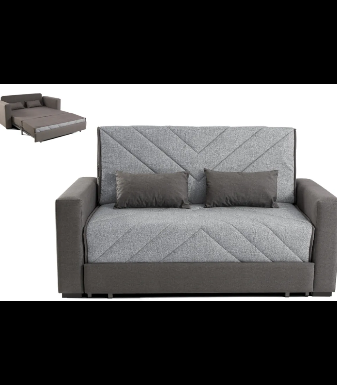 Sofá cama Niguelas en tela gris oscuro. 170 CM (ANCHO) x 110 CM (Fondo) x 80 CM (ALTO)