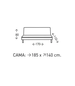 Sofá cama Niguelas en tela gris oscuro. 170 CM (ANCHO) x 110 CM (Fondo) x 80 CM (ALTO)