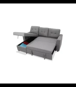 Sofá Chaiselongue cama Benidorm tapizado gris, 200cm(ancho) 150cm(fondo) 90cm(altura).