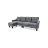 Sofá Chaiselongue Concept tapizado gris oscuro, 240cm(ancho) 130cm(fondo) 86cm(altura).