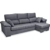 Sofá Chaiselongue reversible Alvaro tapizado gris, 265cm(ancho) 145cm(fondo) 98cm(altura).