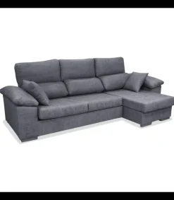 Sofá Chaiselongue reversible Alvaro tapizado gris, 265cm(ancho) 145cm(fondo) 98cm(altura).