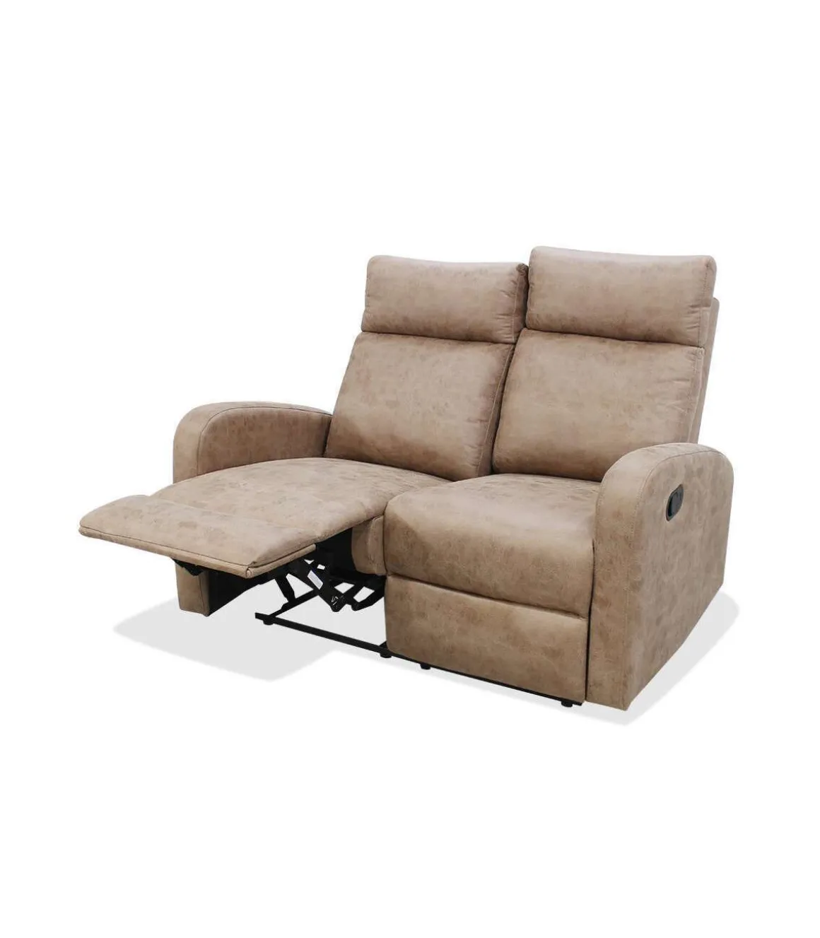 Sofá dos plazas relax con palanca Giulia tapizado textil piedra, 126cm(Ancho) 90cm(Fondo) 101cm(Alto)