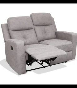 Sofá dos plazas relax con palanca Nadal tapizado textil cemento, 136cm(Ancho) 90cm(Fondo) 102cm(Alto)