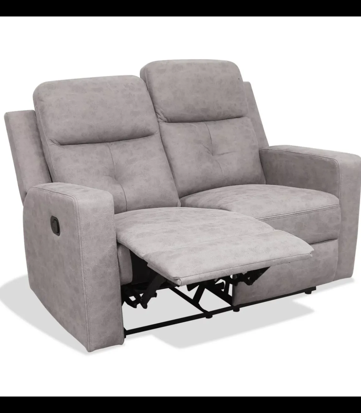 Sofá dos plazas relax con palanca Nadal tapizado textil cemento, 136cm(Ancho) 90cm(Fondo) 102cm(Alto)