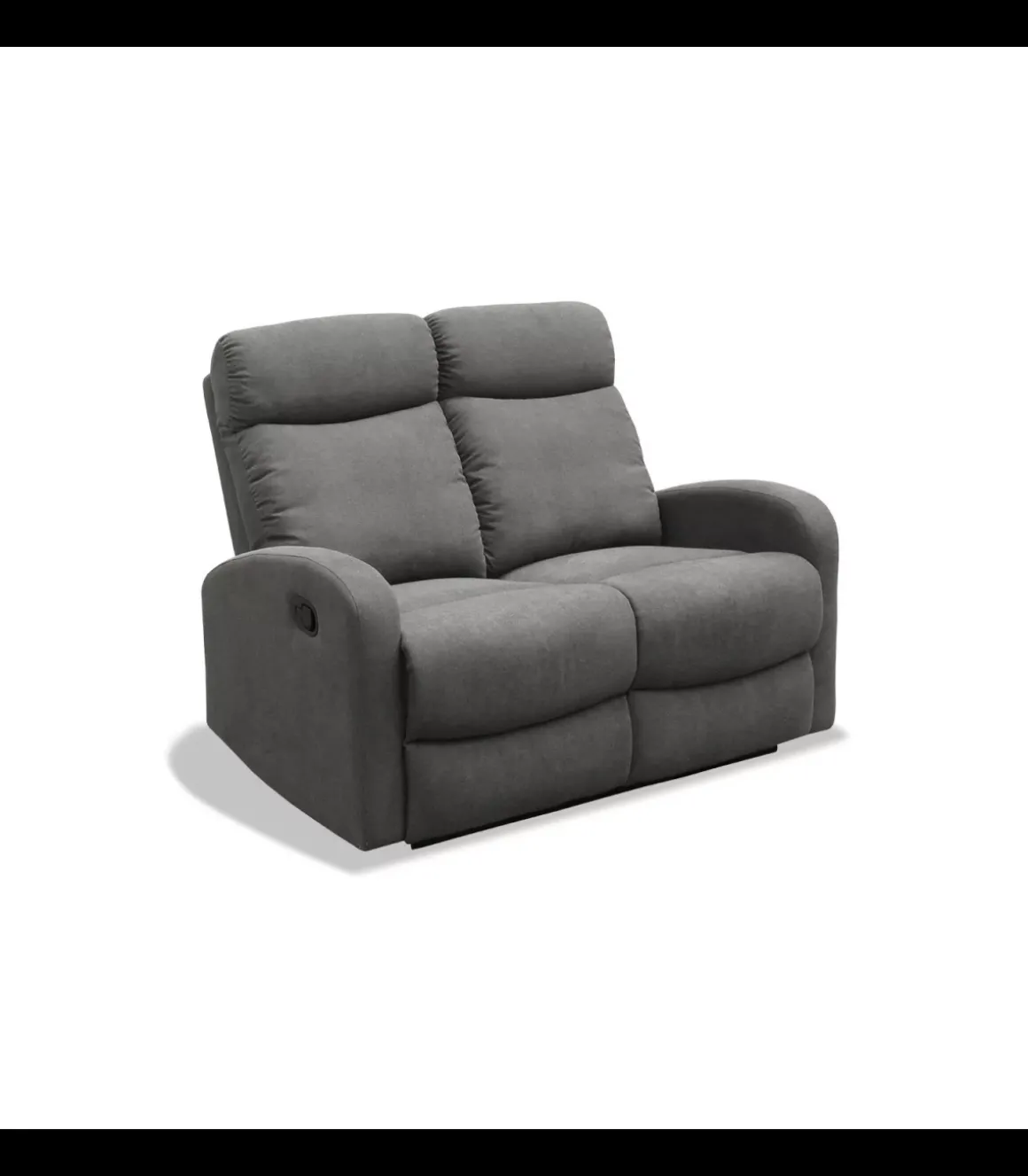 Sofá dos plazas relax con palanca Cordoba tapizado textil gris oscuro, 125cm(Ancho) 90cm(Fondo) 103cm(Alto)