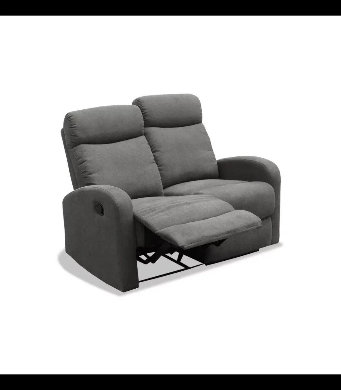 Sofá dos plazas relax con palanca Cordoba tapizado textil gris oscuro, 125cm(Ancho) 90cm(Fondo) 103cm(Alto)