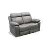 Sofá dos plazas relax con palanca Málaga tapizado textil gris, 155cm(Ancho) 90cm(Fondo) 101cm(Alto)