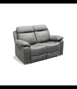 Sofá dos plazas relax con palanca Málaga tapizado textil gris, 155cm(Ancho) 90cm(Fondo) 101cm(Alto)