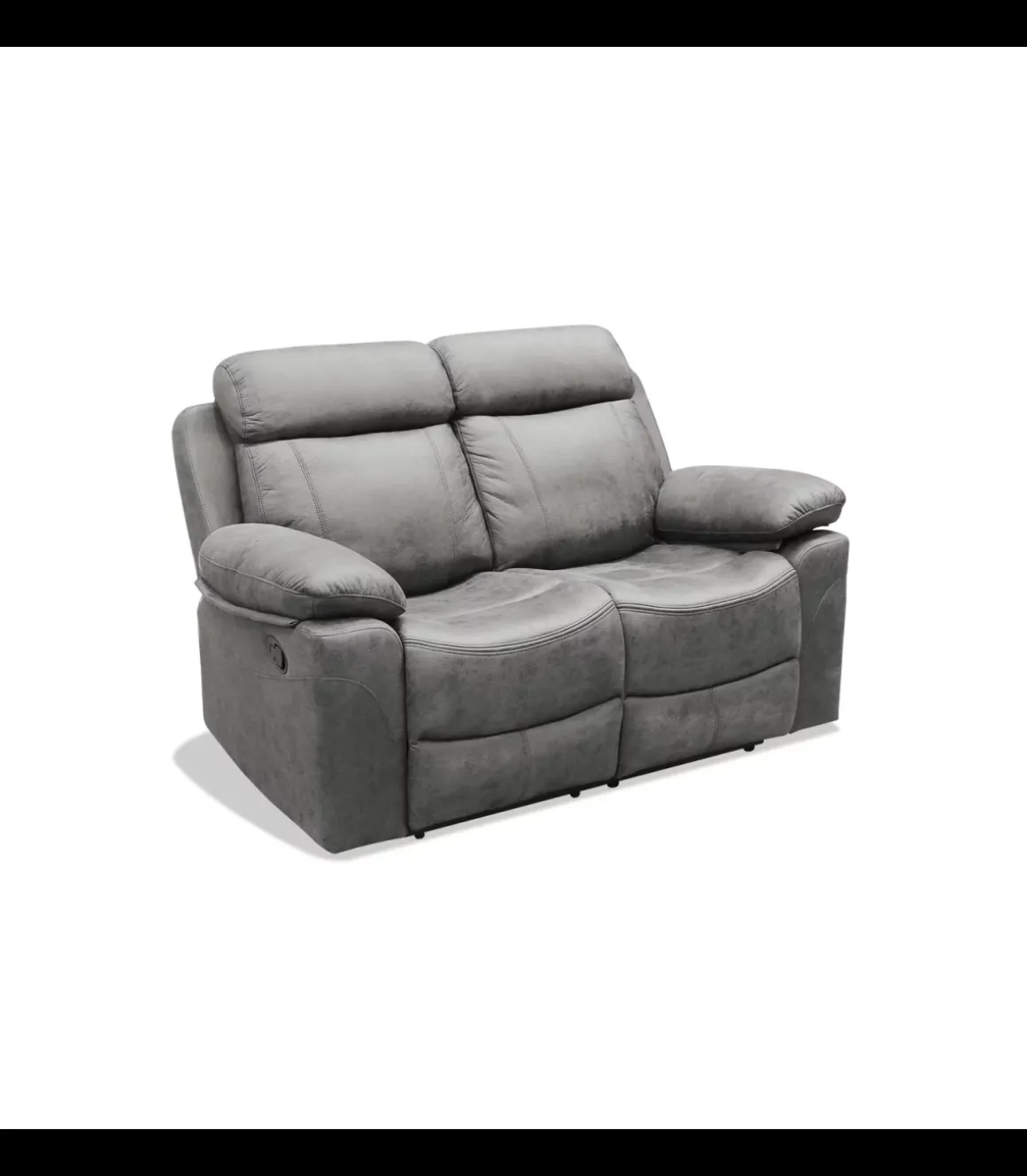Sofá dos plazas relax con palanca Málaga tapizado textil gris, 155cm(Ancho) 90cm(Fondo) 101cm(Alto)