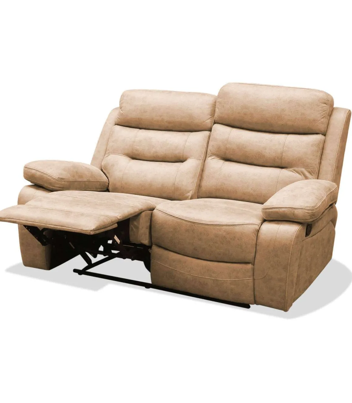 Sofá dos plazas relax con palanca Genova XL tapizado textil camel, 155cm(Ancho) 90cm(Fondo) 101cm(Alto)