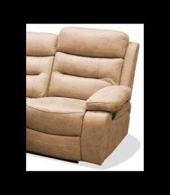 Sofá dos plazas relax con palanca Genova XL tapizado textil camel, 155cm(Ancho) 90cm(Fondo) 101cm(Alto)