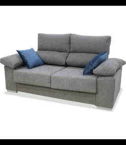 Sofá tres plazas Alvaro tapizado gris, 190 cm (Ancho) x 88 cm (Fondo) x 97 cm (Alto)