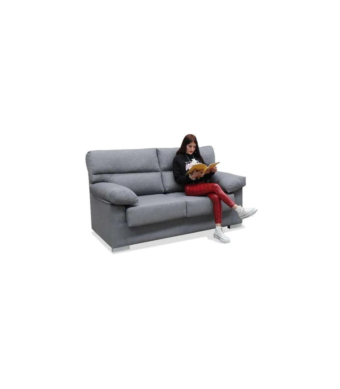 Sofá tres plazas Asdrúbal tapizado gris, 180 cm (Ancho) x 88 cm (Fondo) x 97 cm (Alto)