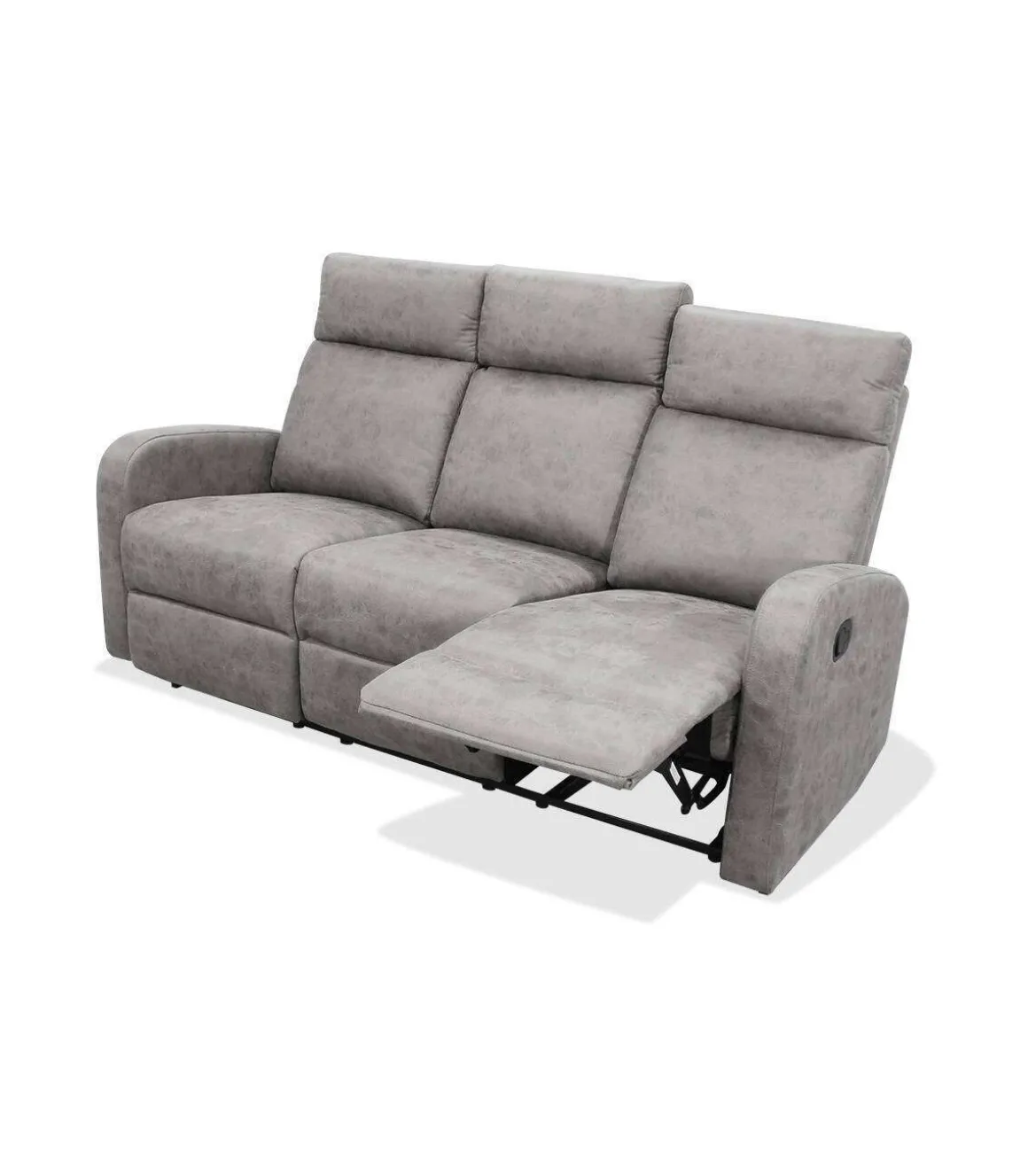 Sofá tres plazas relax con palanca Giulia tapizado textil cemento, 180cm(Ancho) 90cm(Fondo) 101cm(Alto)