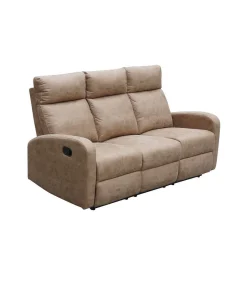 Sofá tres plazas relax con palanca Giulia tapizado textil piedra, 180cm(Ancho) 90cm(Fondo) 101cm(Alto)