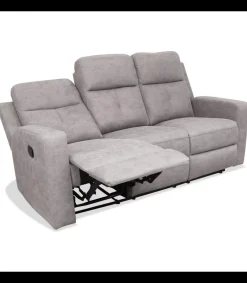 Sofá tres plazas relax con palanca Nadal tapizado textil cemento, 190cm(Ancho) 90cm(Fondo) 102cm(Alto)