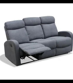 Sofá tres plazas relax con palanca Cordoba tapizado textil gris, 180cm(Ancho) 90cm(Fondo) 103cm(Alto)