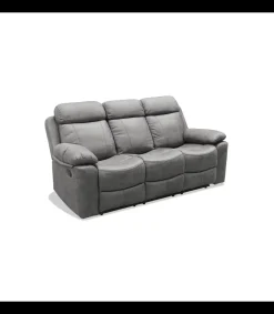 Sofá tres plazas relax con palanca Málaga tapizado textil gris, 200cm(Ancho) 90cm(Fondo) 101cm(Alto)