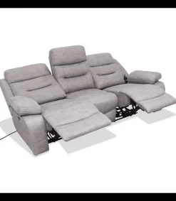 Sofá tres plazas relax electrico Florencia tapizado textil cemento, 215cm(Ancho) 93cm(Fondo) 105cm(Alto)