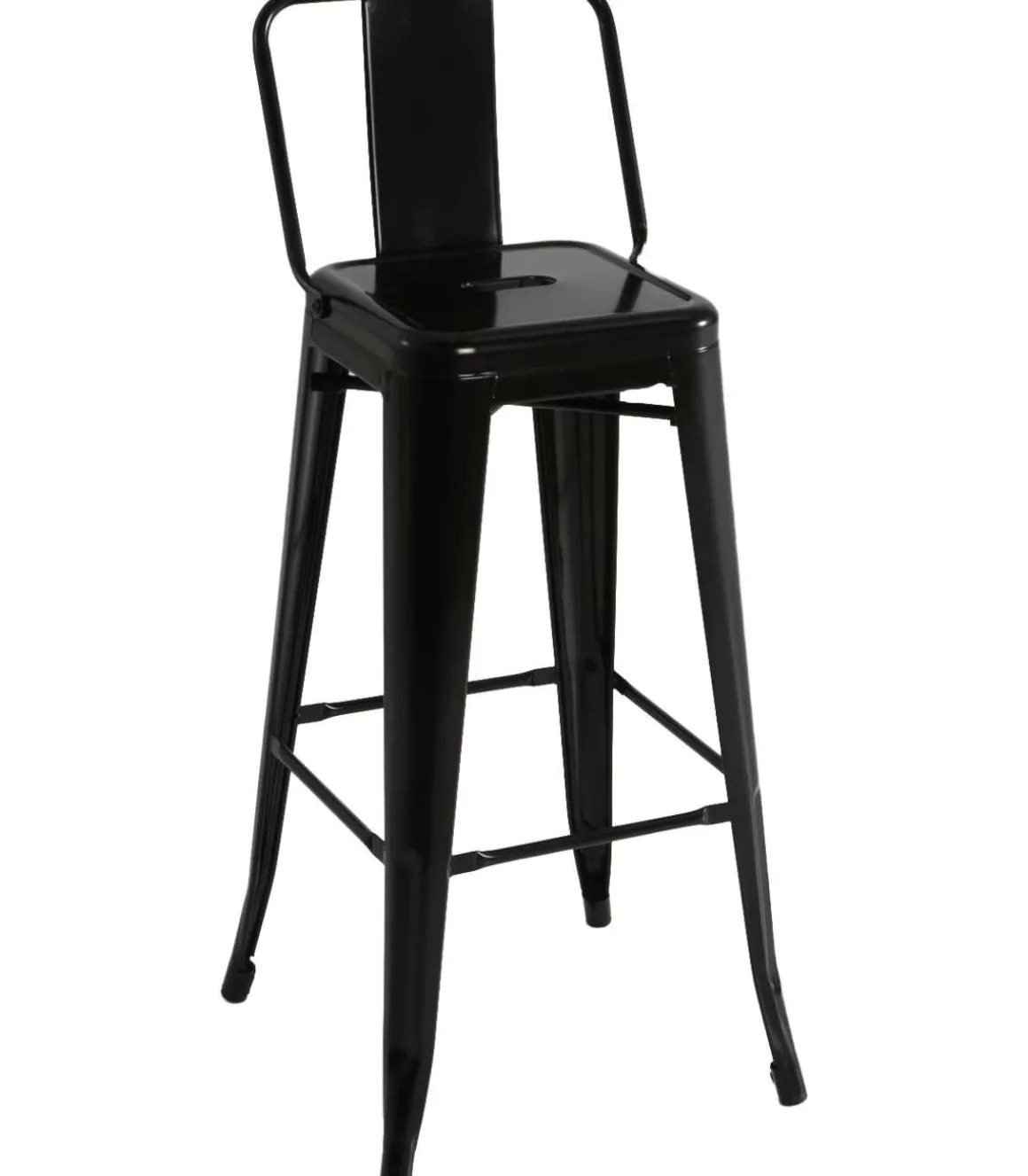 Taburete de metal con respaldo acabado negro, 100 cm(alto)43 cm(ancho)43 cm(largo)