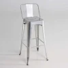 Taburete de metal con respaldo acabado plata, 100 cm(alto)43 cm(ancho)43 cm(largo)