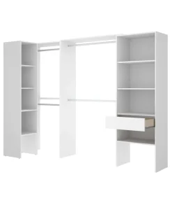 Vestidor de rincón Luz 3 color blanco, 248cm(ancho) 79.5cm(fondo) 187cm(alto).