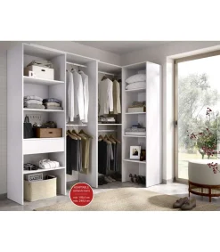 Vestidor de rincón Luz 3 color blanco, 248cm(ancho) 79.5cm(fondo) 187cm(alto).