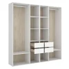 Vestidor Reus 4 cajones, 10 huecos y trasera reversible en blanco/natural, 205cm(alto) 196cm(ancho) 45cm(fondo)