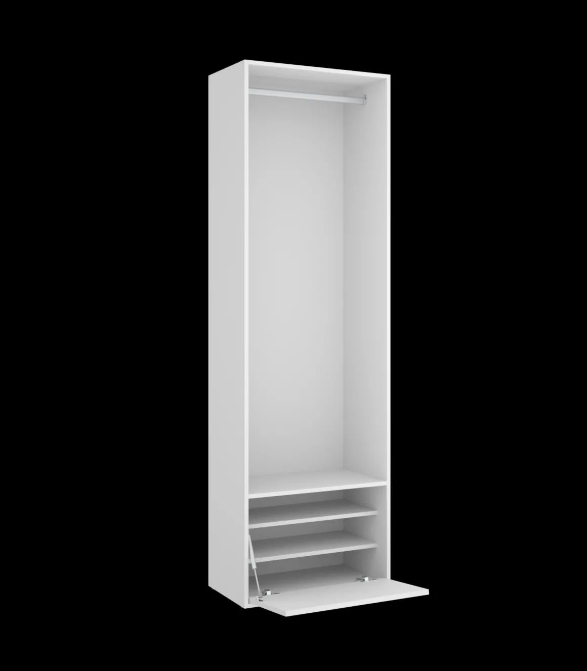 Vestidor Reus con zapatero y trasera reversible en blanco/natural, 205cm(alto) 60cm(ancho) 45cm(fondo)
