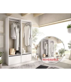 Vestidor Reus 2 zapateros, trasera reversible en blanco/natural, 205cm(alto) 120cm(ancho) 45cm(fondo)