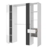 Vestidor Rus I con columna cerrada espejo cortina y baldas en blanco 205 cm(alto)177,4 cm(ancho)52 cm(fondo)