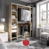 Vestidor Siles con cortina y cajones en acabado natural, 203 cm(alto)180 cm(ancho)50 cm(fondo)