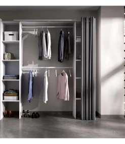 Vestidor Siles para dormitorio con cortina y baldas en blanco 205-203 cm(alto)180 cm(ancho)50 cm(fondo)