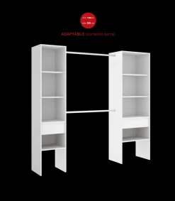 Vestidor Siles para dormitorio con baldas y dos cajones acabado blanco 185 cm(alto)200 cm(ancho)50 cm(fondo)