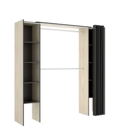 Vestidor Siles para dormitorio con cortina y baldas en natural-grafito 205-203 cm(alto)180 cm(ancho)50 cm(fondo)