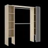 Vestidor Siles para dormitorio con cortina y baldas en natural, 205cm(alto) 180cm(ancho) 50cm(fondo)
