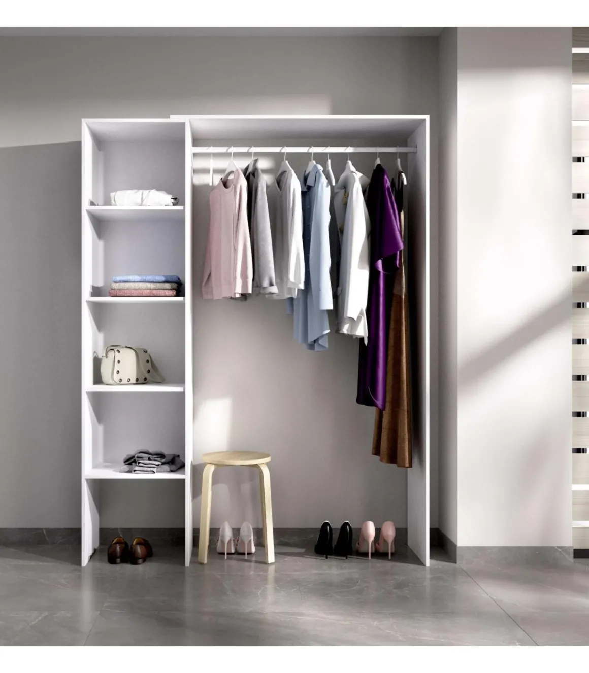 Vestidor Siles para dormitorio 3 baldas acabado blanco 187 cm(alto)140 cm(ancho)40 cm(fondo)