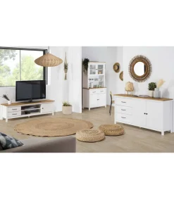 Vitrina 4 puertas 2 cajones Mariana acabado blanco 180 cm(alto) 90 cm(ancho) 40 cm(largo)