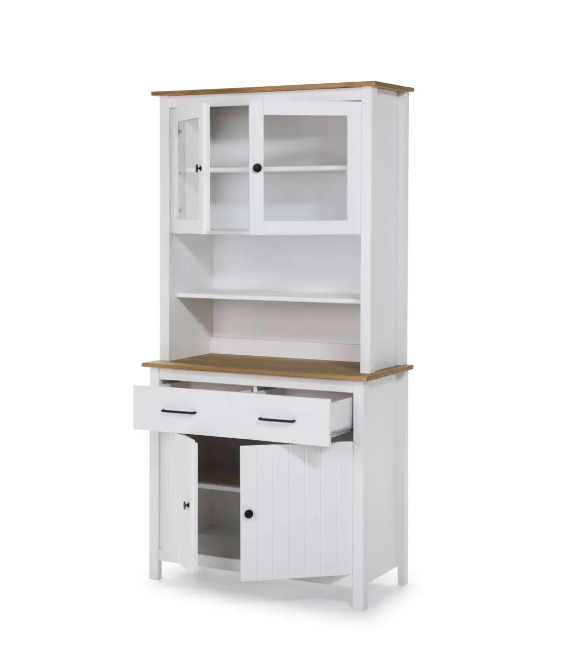 Vitrina 4 puertas 2 cajones Mariana acabado blanco 180 cm(alto) 90 cm(ancho) 40 cm(largo)