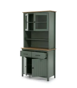 Vitrina 4 puertas 2 cajones Mariana acabado verde, 180 cm(alto) 90 cm(ancho) 40 cm(largo)