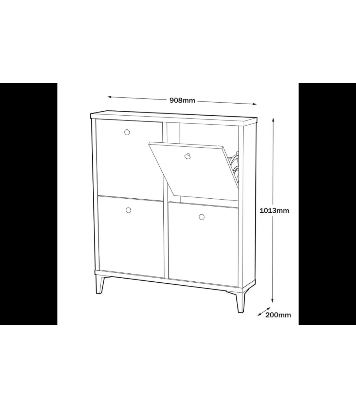 Zapatero cuatro trampones en blanco. 90.6 cm(ancho) 103 cm(altura) 20 cm(fondo)