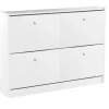 Zapatero de madera dos trampones tabac en acabado blanco lavado 80 cm(alto)110 cm(ancho)23 cm(largo)